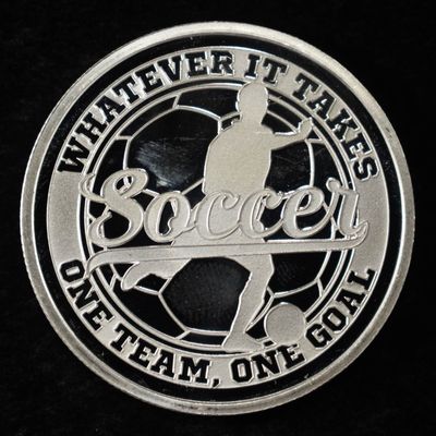 Sale Photo Thumbnail #394: SOCCER 1 OZ .999 SILVER ROUND