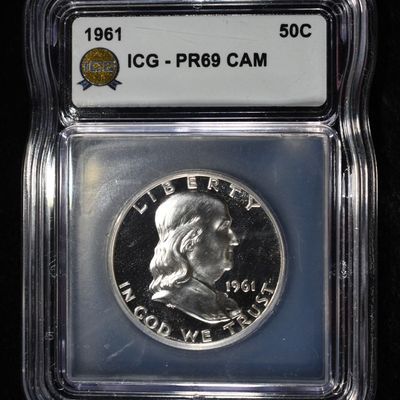 1961 FRANKLIN HALF DOLLAR ICG PR69 CAM