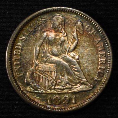 1891 SEATED LIBERTY DIME AU/BU