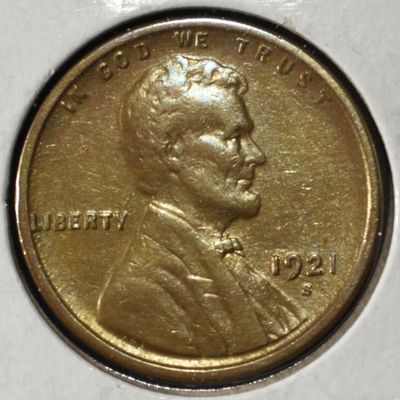 1921-S WHEAT CENT AU