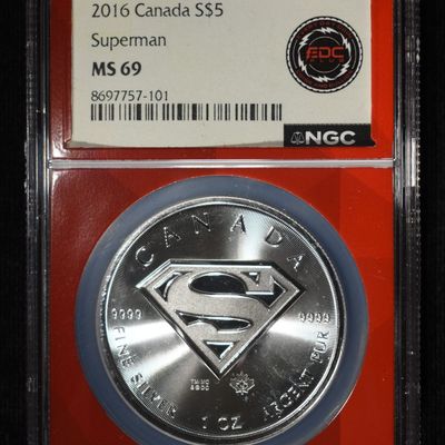 2016 1 OZ SILVER CANADA SUPERMAN NGC MS-69