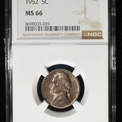 1952 JEFFERSON NICKEL NGC MS 66