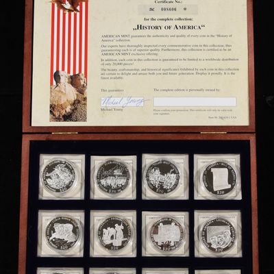 (12) LIBERIA $20 HISTORY OF AMERICA  .999 SILVER