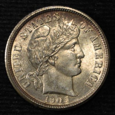 1905 BARBER DIME CH BU