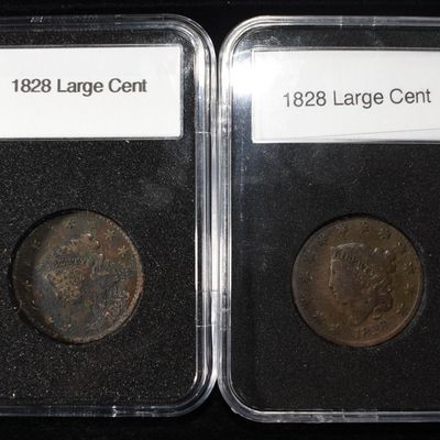 (2) 1828 CORONET HEAD LARGE CENTS