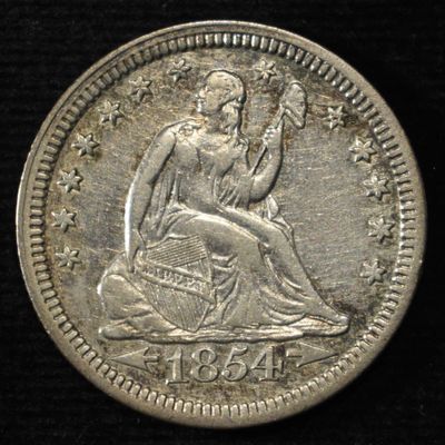 1854 SEATED LIBERTY QUARTER AU