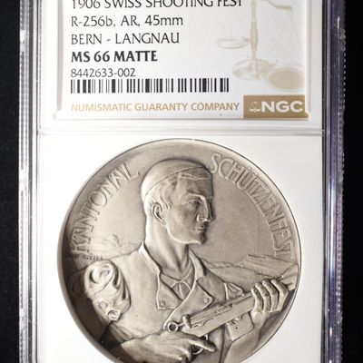 1906 SWISS SHOOTING FEST BERN NGC MS66 MATTE