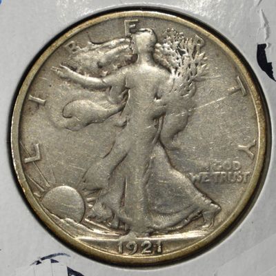 1921-D WALKING LIBERTY HALF DOLLAR VF