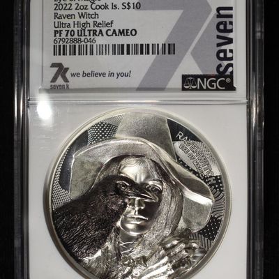 2022 COOK IS. SILVER RAVEN WITCH NGC PF-70 UCAM