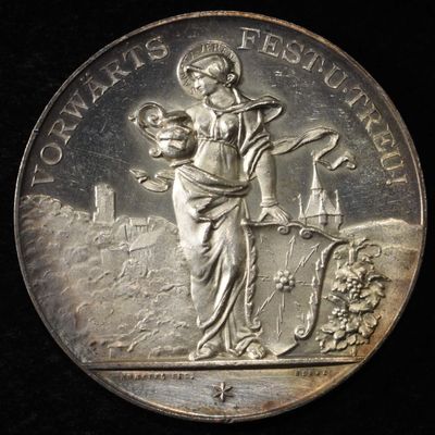 1896 SWISS SHOOTING MEDAL AARGAUIS BADEN SILVER