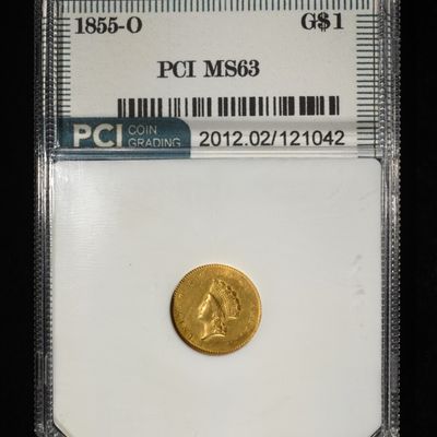 1855-O GOLD TYPE 2 $1 PCI CH BU