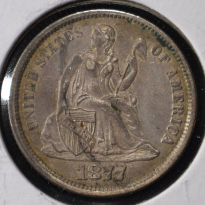 1877-CC LIBERTY SEATED DIME LOVELY ORIG UNC