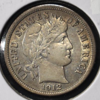 1912 BARBER DIME NICE ORIG UNC