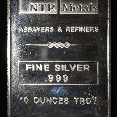 NTR METALS 10 OZ .999 SILVER BAR
