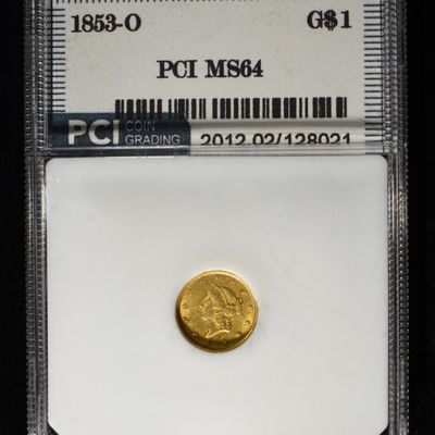 1853-O $1 GOLD T1 PCI CH/GEM BU