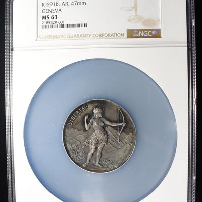 1896 SWISS SHOOTING FEST SILVER GENEVA NGC MS-63