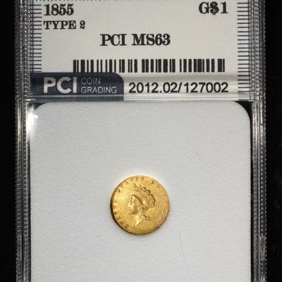 1855 $1 TYPE2 GOLD PCI CH BU