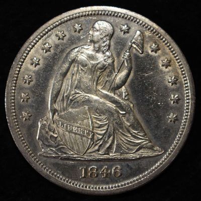 1846 LIBERTY SEATED $1 CH BU LIGHT OLD CLEANING