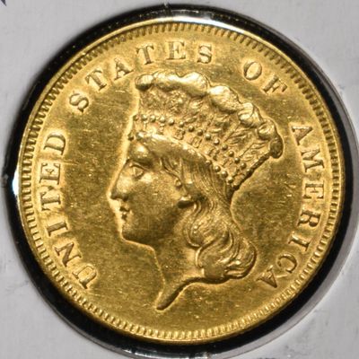 1857 $3 PRINCESS GOLD BU