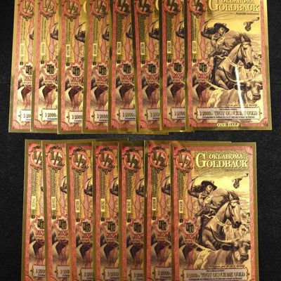 (15) $1/2 GOLDBACKS 1/2000TH TROY OZ 24K GOLD