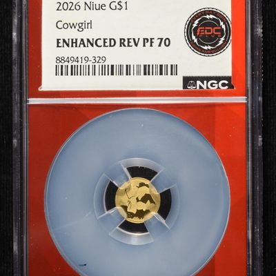 2026 $1 NIUE GOLD COWGIRL NGC ENHANCED REV PF70