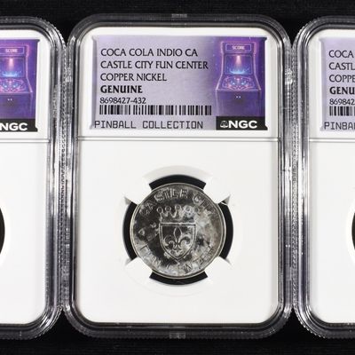 (3) COCA COLA INDIO CA COPPER NICKEL TOKENS NGC