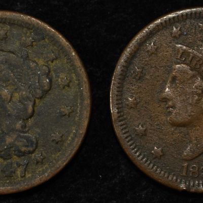 1847 & 1838 BRAIDED HAIR LARGE CENTS