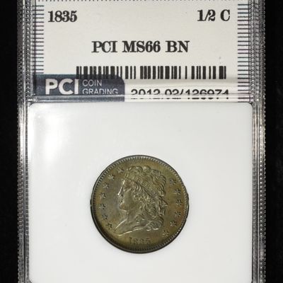 1835 CLASSIC HEAD HALF CENT PCI SUPERB GEM BU BN