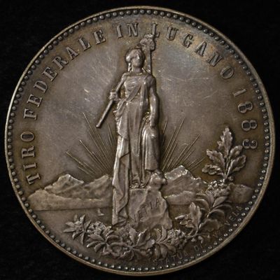 1883 SWISS SHOOTING MEDAL LUGANO SILVER
