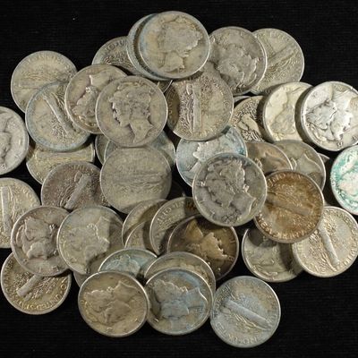 (50) MERCURY DIMES