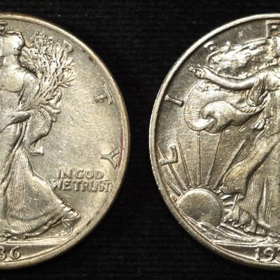 1936 XF & 1939-S AU WALKING LIBERTY HALVES