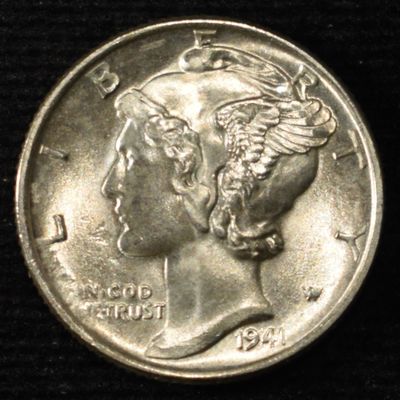 1941 MERCURY DIME GEM BU FULL BANDS