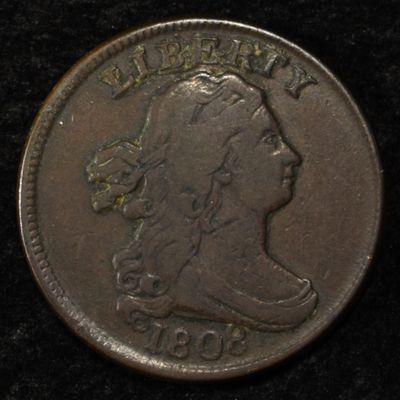 1808 DRAPED BUST HALF CENT XF