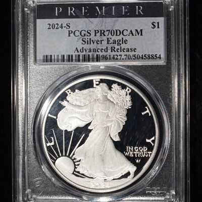 2024-S AMERICAN SILVER EAGLE PCGS PR70 DCAM AR