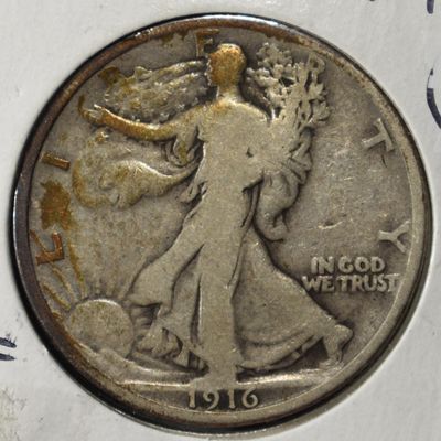 1916 WALKING LIBERTY HALF DOLLAR VG/F