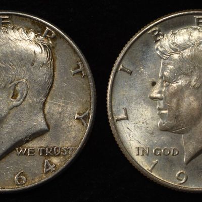 (2) 90% 1964 SILVER KENNEDY HALF DOLLARS