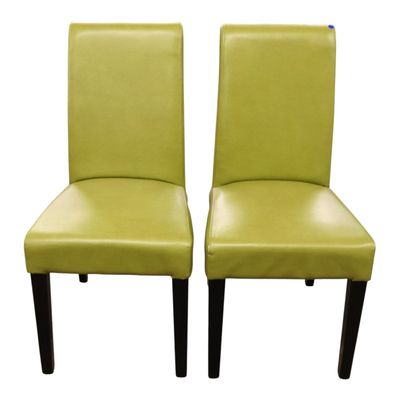 Sale Photo Thumbnail #137: Pr Modern Green Leather Dining Side Chairs