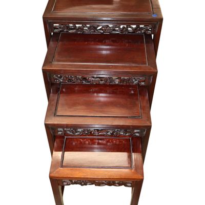 Sale Photo Thumbnail #35: VTG Asian Carved Birds Flower Nesting Tables Set 4