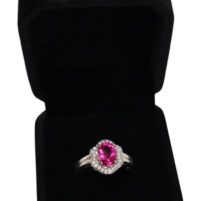 Sale Photo Thumbnail #308: 1.50ct pink Topaz white sapphire ring in SS