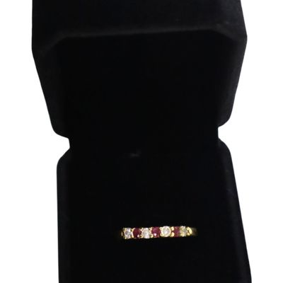 Sale Photo Thumbnail #321: Ruby & diamond style ring gold tone band size 9