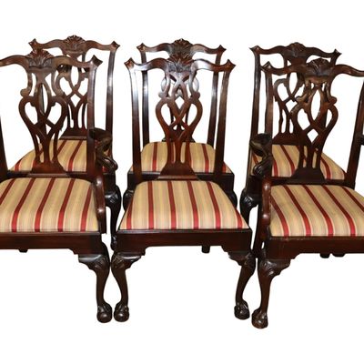 Sale Photo Thumbnail #9: Stickley 6 Mahogany Chippendale Ball Claw Chairs