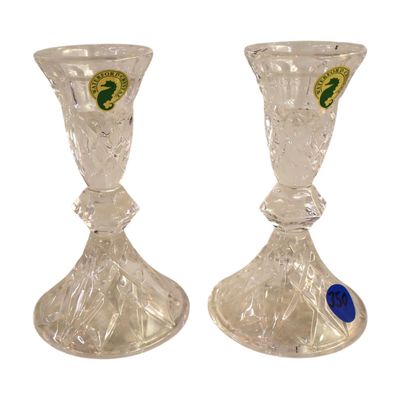Sale Photo Thumbnail #254: Pair of Waterford lead crystal 5" candle sticks