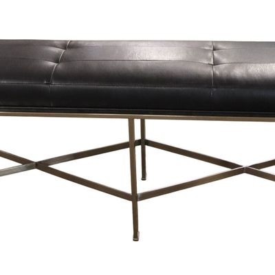 Sale Photo Thumbnail #139: Vanguard Leather Top Metal Bench 6 Leg  Seat