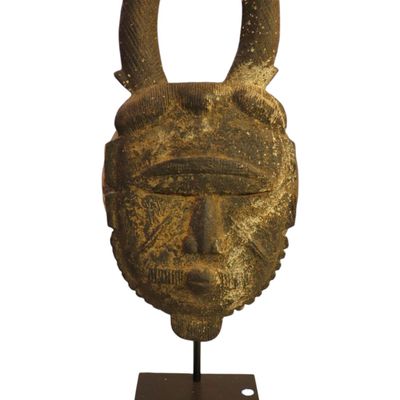 Sale Photo Thumbnail #223: Baule Ancestor Portrait Horned Mask Ivory Coast