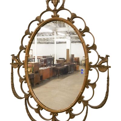 Sale Photo Thumbnail #54: Antq Wood Gesso Winged Griffin Urn Crvd Hanging Mirror