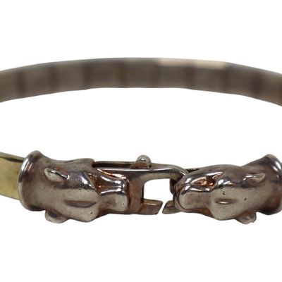 Sale Photo Thumbnail #314: Jaguar 14k gold over SS bracelet 7.5" .53 ozt
