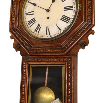 Sale Photo Thumbnail #231: Ant New Haven 8 day oak case regulator wall clock