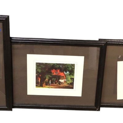 Sale Photo Thumbnail #204: Lot of 3 Black Framed Decorative Prints Wall Art