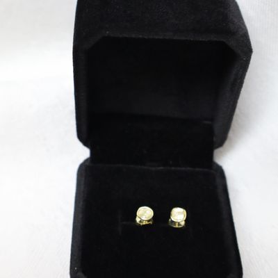 Sale Photo Thumbnail #304: Canary rose cut dia. 14k over 925 post earrings