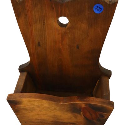 Sale Photo Thumbnail #237: Primitive style hanging salt box. 11"h x 9"w x 4.75"d